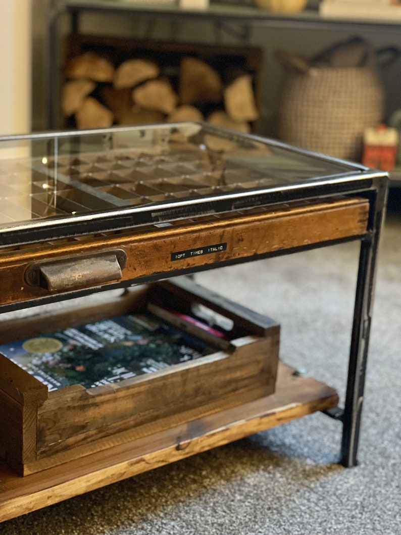 Printers Tray Coffee Table Handmade Industrial Design Statement