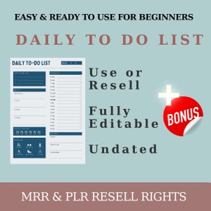 Minimal To Do List, Simple Task List Template, Printable and Fillable Template PDF, Easy To Do List, Digital Planner, Daily Journal, PLR
