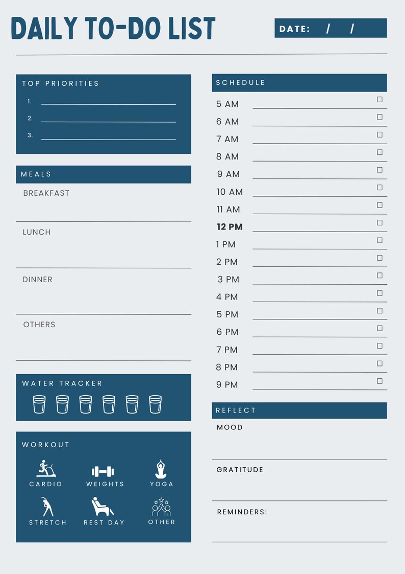 Minimal to Do List, Simple Task List Template, Printable and Fillable ...