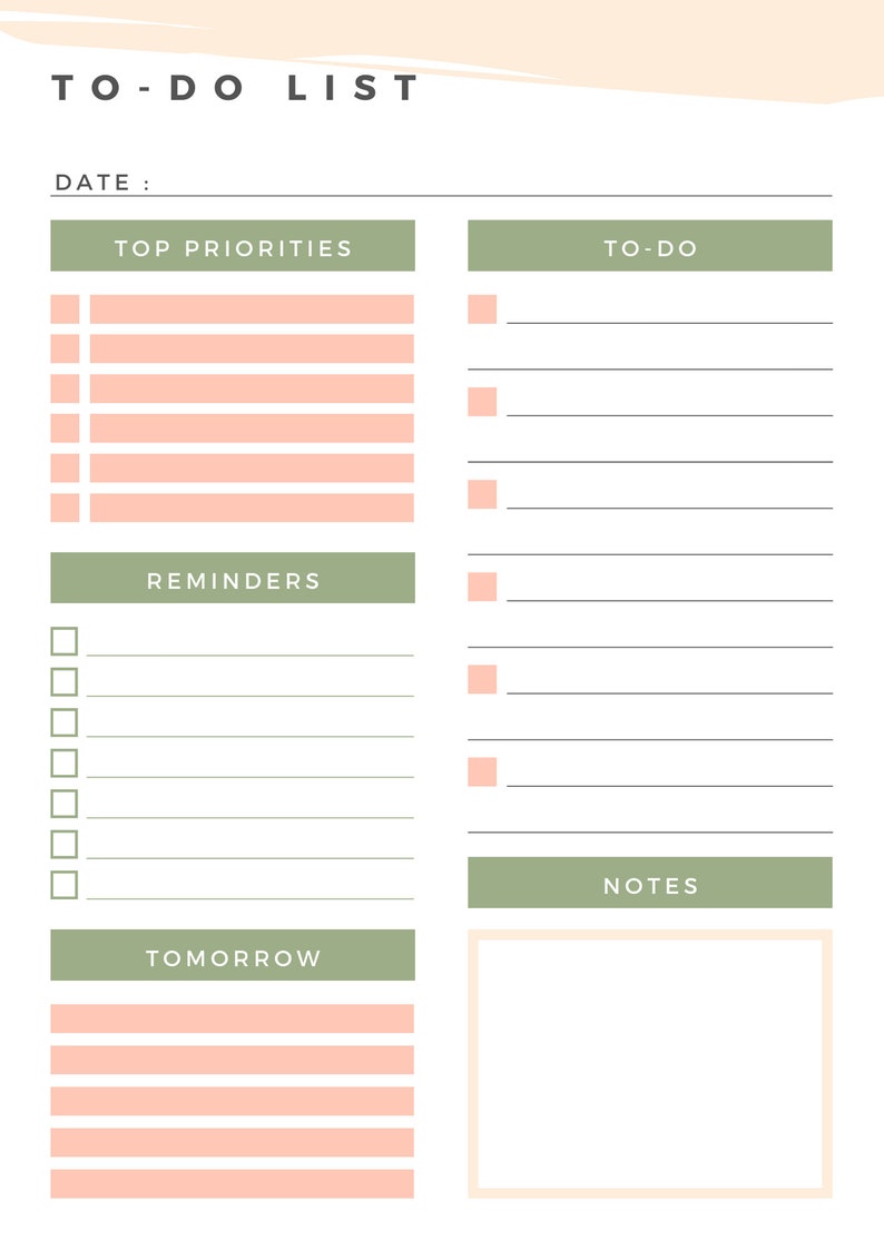 Minimal to Do List, Simple Task List Template, Printable and Fillable ...