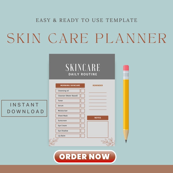 Skincare Planner, Beauty Routine Planner, Printable Skincare Planner, Glow Up Planner