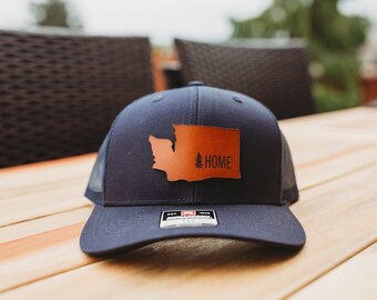 Washington State Leather Patch Hat