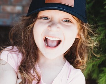 Custom Child Name Leather Patch Hat