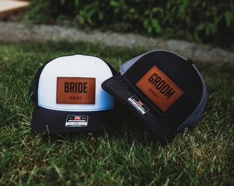 Custom Wedding Party Leather Patch Hats