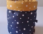 Fabric storage basket- Navy mustard stars- Nursery Decor- Nordic Style- Small Home Organiser