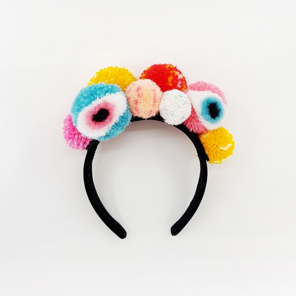 Monster Head Pom Pom Headband Pom Pom Crown Spring Racing Spring Carnival Headdress Hairpiece Festival Wedding Crown Party Colorful Headband