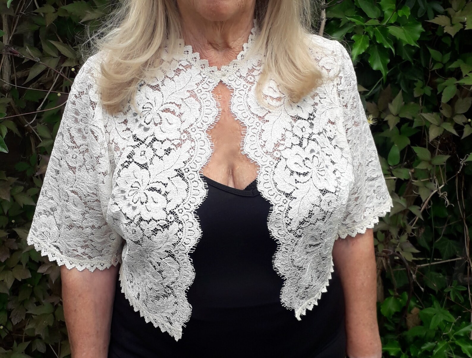 Cream Lace Bolero Jacket Shrug Coverup Edge to Edge Half Etsy UK