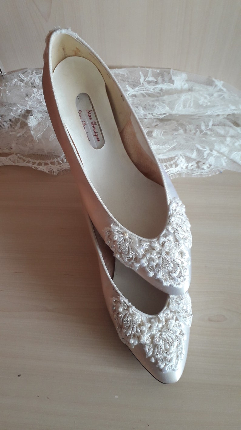 ivory satin court shoes