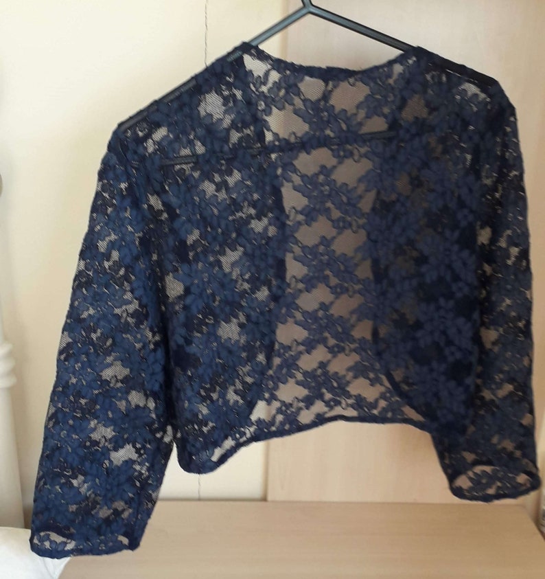 Navy Blue Lace Bolero Shrug With Cut Away Front Wedding Guest Etsy UK