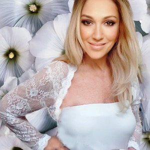 Wedding bolero in ivory stretch lace, long sleeve crop wrap shrug, soft lightweight cover up jacket for your gown, from the UK