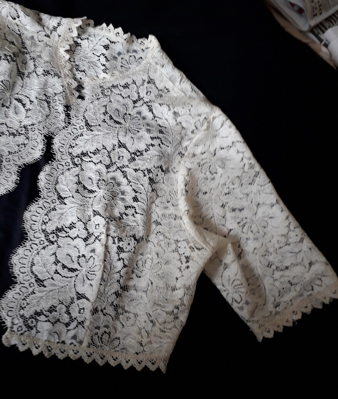 Cream Lace Bolero Jacket Shrug Coverup Edge to Edge Half Etsy UK
