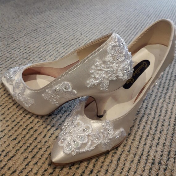 Bridal Wedding Shoes Soft White Or Ivory Satin Elegant Etsy