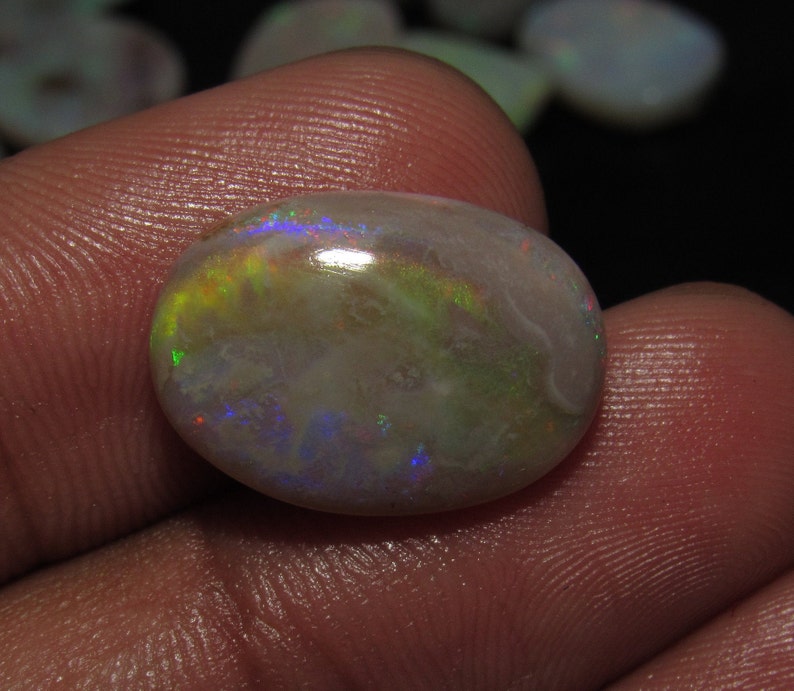 100/%Natural Australian Opal Gemstone Very Nice Oval Shape Multi Fire Cabochon Loose Gemstone Size Approx 18MM X 12.5MM X 5MM