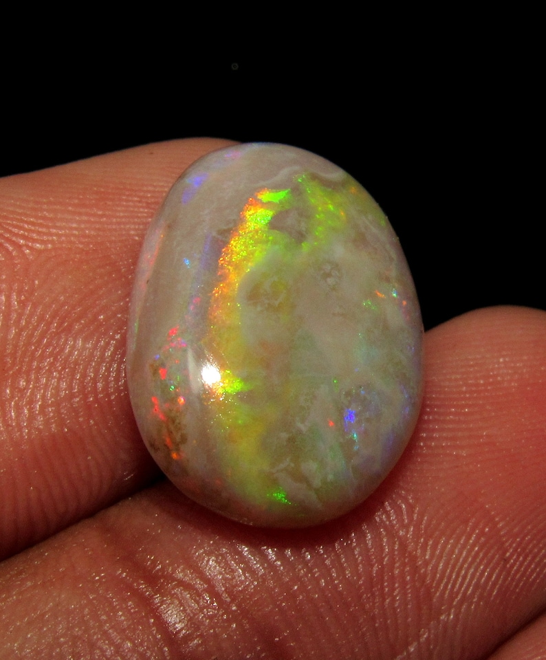 100/%Natural Australian Opal Gemstone Very Nice Oval Shape Multi Fire Cabochon Loose Gemstone Size Approx 18MM X 12.5MM X 5MM