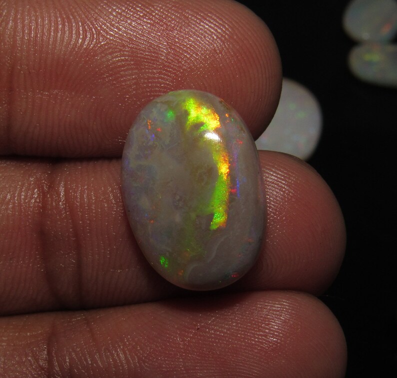 100/%Natural Australian Opal Gemstone Very Nice Oval Shape Multi Fire Cabochon Loose Gemstone Size Approx 18MM X 12.5MM X 5MM