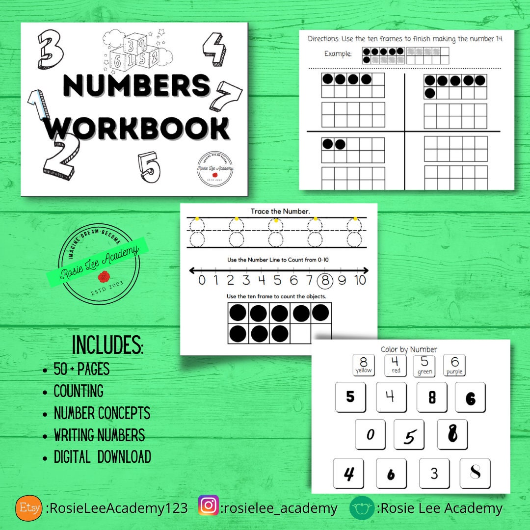 Numbers Workbook PDF Download - Etsy