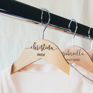 Bridesmaid Hangers - Engraved Wedding Hanger - Wooden Hanger - Bridal Dress Hanger - Wedding Name Hangers HG100