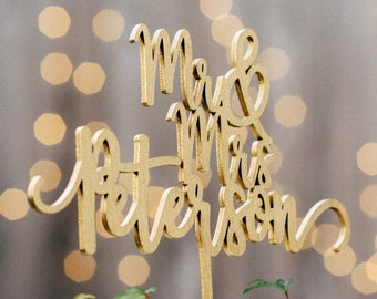 Personalized Wedding Cake Topper - Mr and Mrs Cake Topper - Rose Gold, Silver