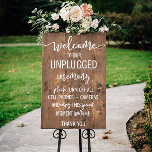 Unplugged Wedding Sign Unplugged Ceremony Sign Vertical Wooden Wedding Sign Rustic Wedding Decor image 1