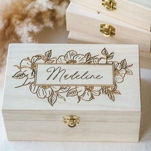 Bridesmaid Gift Box - Engraved  Flower Girl Gift - Keepsake Wooden Box - Wedding Wooden Gift Box - Personalized Bridal Party Gift #EWB001