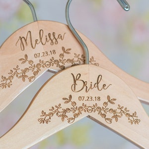 Personalized Bride Hanger - Wedding Dress Hanger - Bridal Dress Hanger - Wooden Engraved Hanger HG106