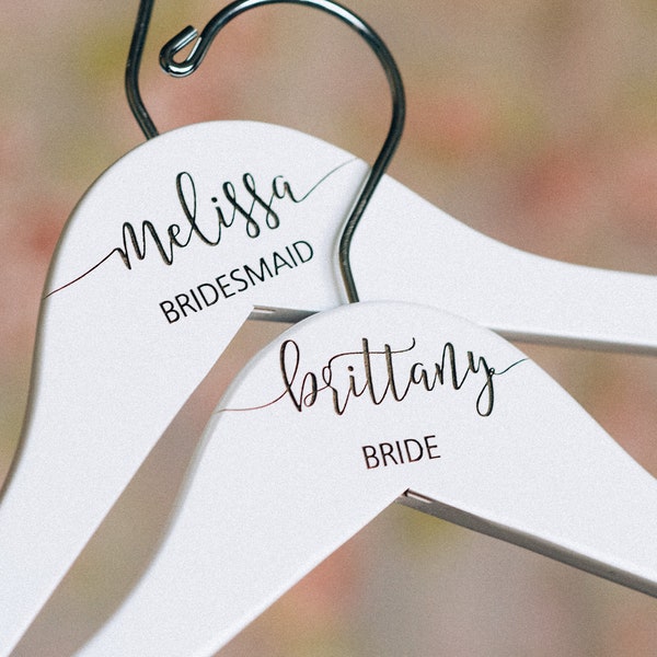 Personalized Bridesmaid Hangers - Wedding Hanger - Wooden Engraved Hanger - Bridal Dress Hanger - Wedding Name Hangers HG100