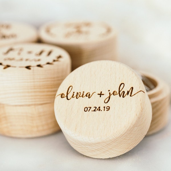 Personalized Wedding Ring Box - Ring Bearer Box - Custom Wooden Ring Box - Engraved