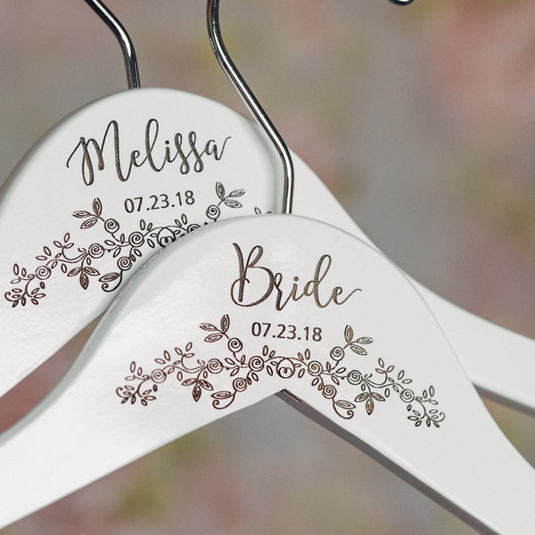 Personalized Bride Hanger - Wedding Dress Hanger - Bridal Dress Hanger - Wooden Engraved Hanger HG106