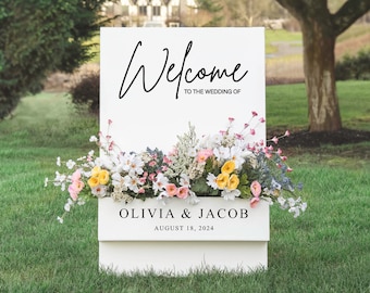 Flower Box Welcome Sign - Wedding Welcome Sign - Personalized Decor #FBS02