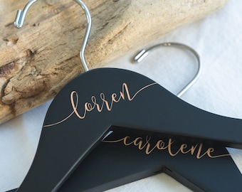 Personalized Bridesmaid Hangers - Wedding Hanger - Wooden Engraved Hanger - Bridal Dress Hanger - Wedding Name Hangers HG100