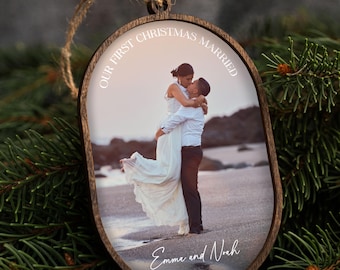 Married Ornament With Photo - Personalized First Christmas Keepsake - Wedding Christmas Gift 2025