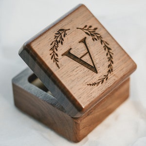 Square Double Ring Box - Personalized Ring Box - Wedding Ring Bearer Box - Engagement Ring Box - Custom Wooden Ring Box - Engraved