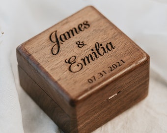 Personalized Ring Box - Wedding Ring Bearer Box - Engagement Ring Box - Custom Wooden Ring Box - Engraved