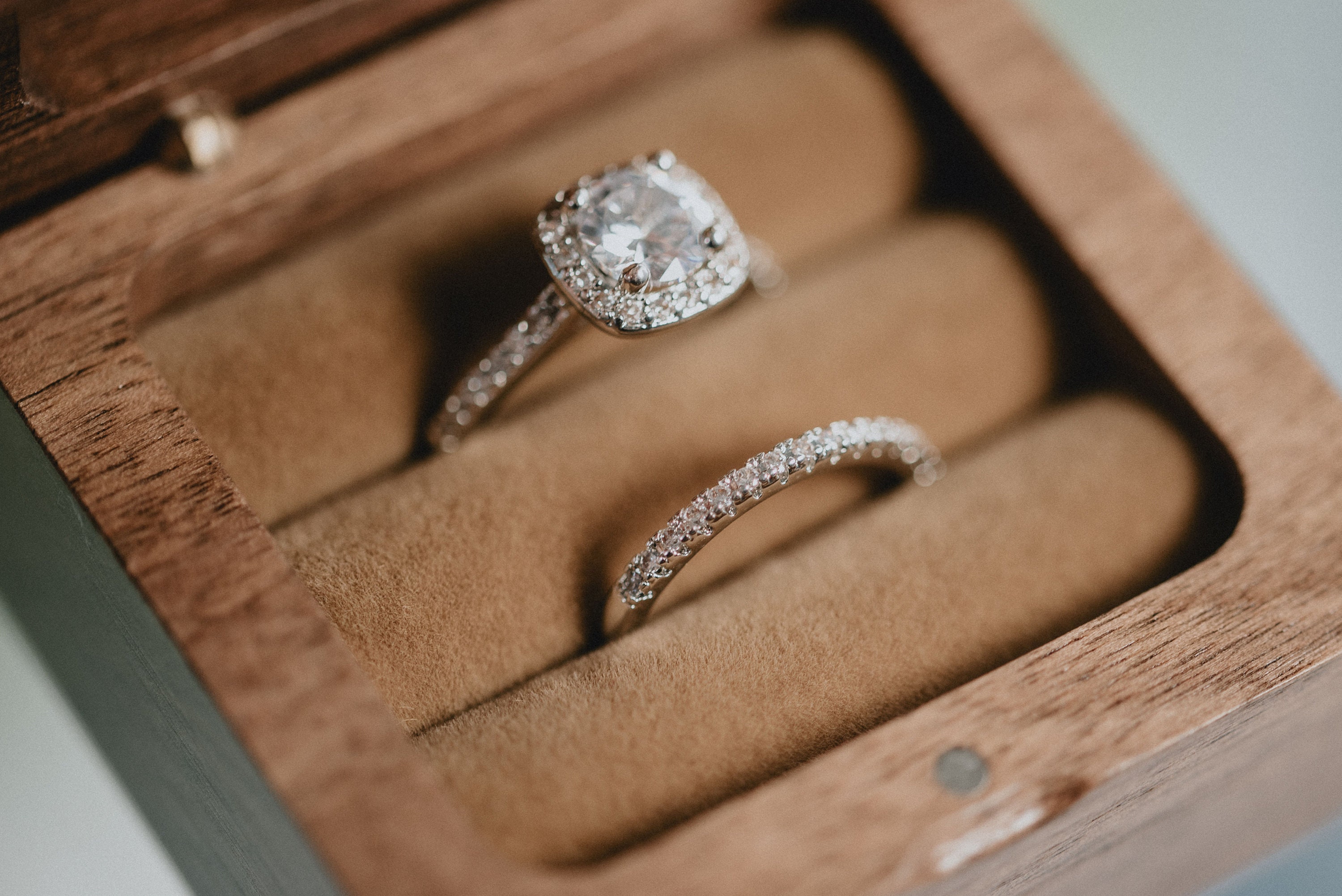Square Double Ring Box - Personalized Ring Box - Wedding