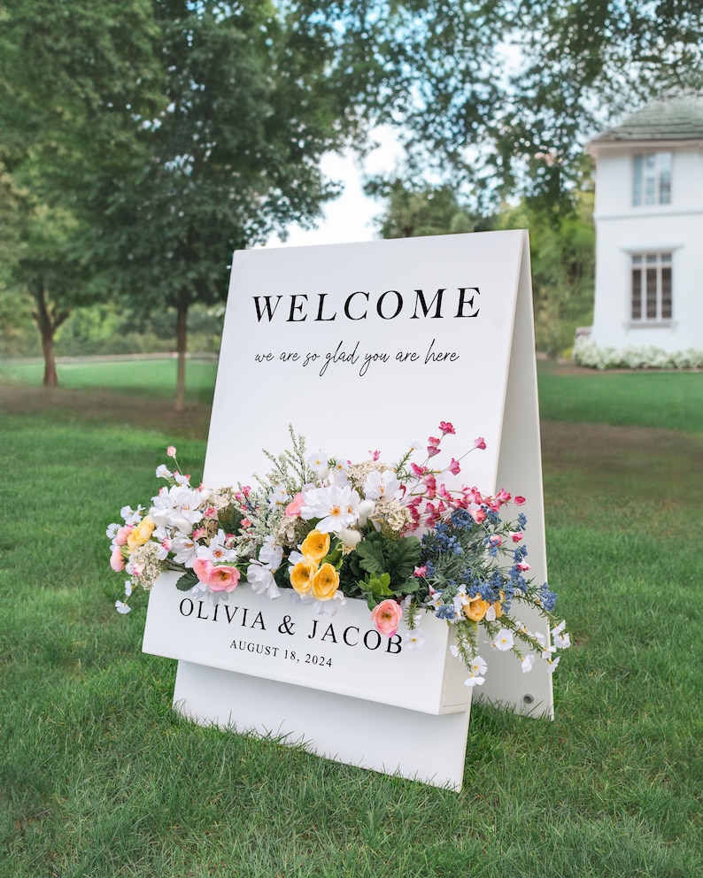 Flower Box Welcome Sign Wedding Welcome Sign Personalized Decor image 3