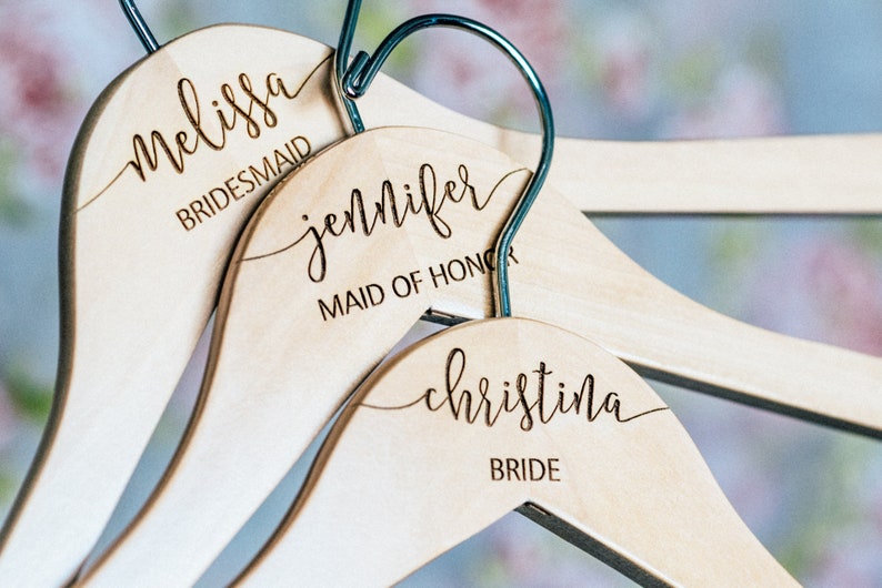Personalized Bridesmaid Hangers Wedding Hanger Wooden image 3
