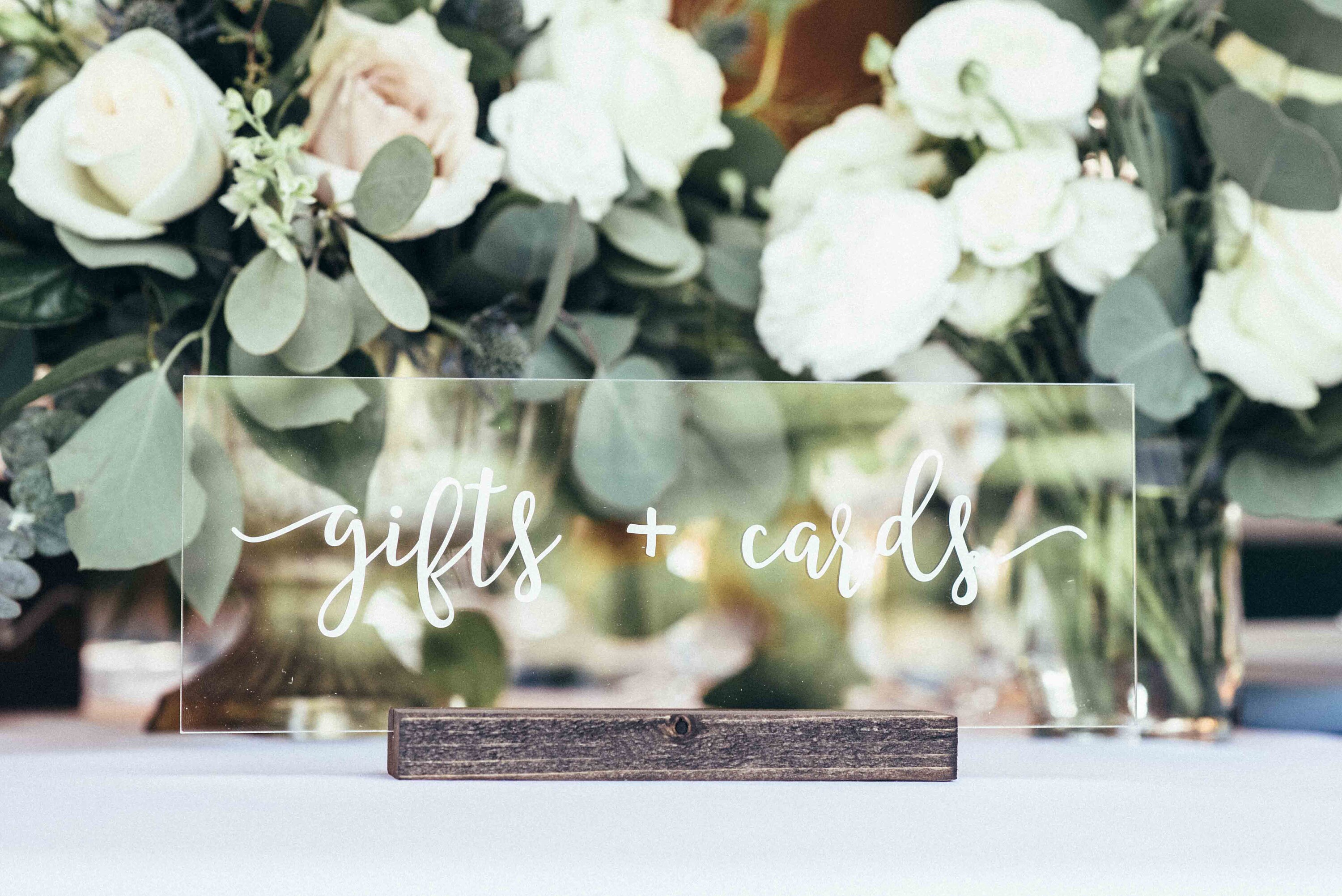 Gifts and Cards Sign - Acrylic Table Sign - Wedding Wooden Sign ...