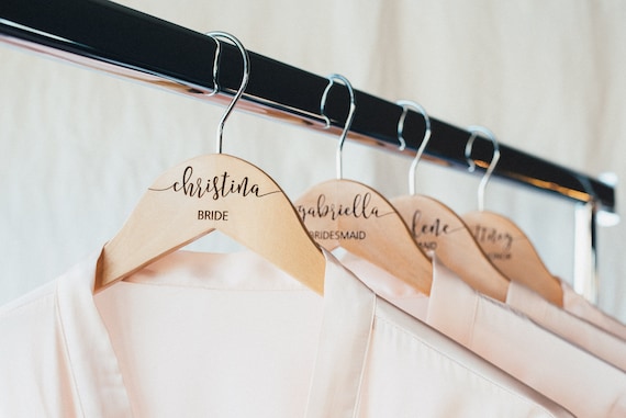 Personalized Bridesmaid Hangers - Wedding Hanger - Wooden Engraved Hanger - Bridal Dress Hanger - Wedding Name Hangers HG100