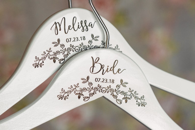 Bridal Dress Hanger Wooden Engraved Hanger HG106 Wedding Dress Hanger Personalized Bride Hanger