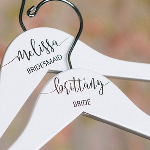 Personalized Bridesmaid Hangers Wedding Hanger Wooden Engraved Hanger Bridal Dress Hanger Wedding Name Hangers HG100 image 8