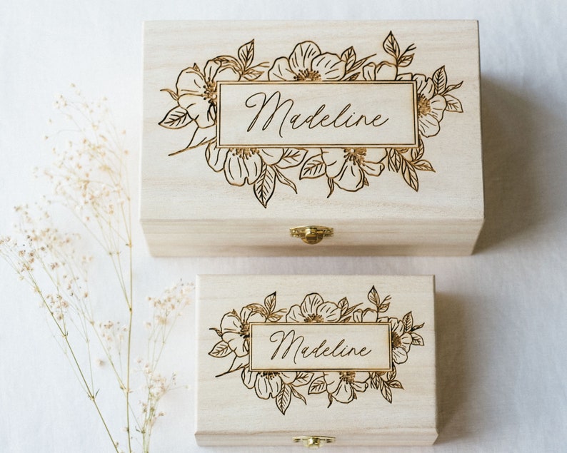 Christmas Gifts for Girl Holiday Gifts for Women Gift Ideas for Her Personalized Bridal Party Gift Wooden Box EWB001 image 2