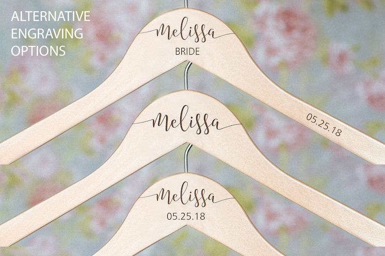 Personalized Bridesmaid Hangers Wedding Hanger Wooden Engraved Hanger Bridal Dress Hanger Wedding Name Hangers HG100 image 4