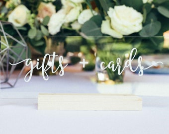Gift and Cards Sign - Wedding Acrylic Table Sign - Rustic Table Decor - Wedding Table Centerpiece