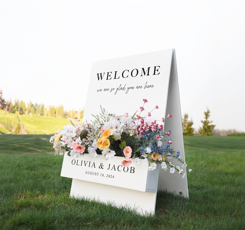 Flower Box Welcome Sign Wedding Welcome Sign Personalized Decor image 2