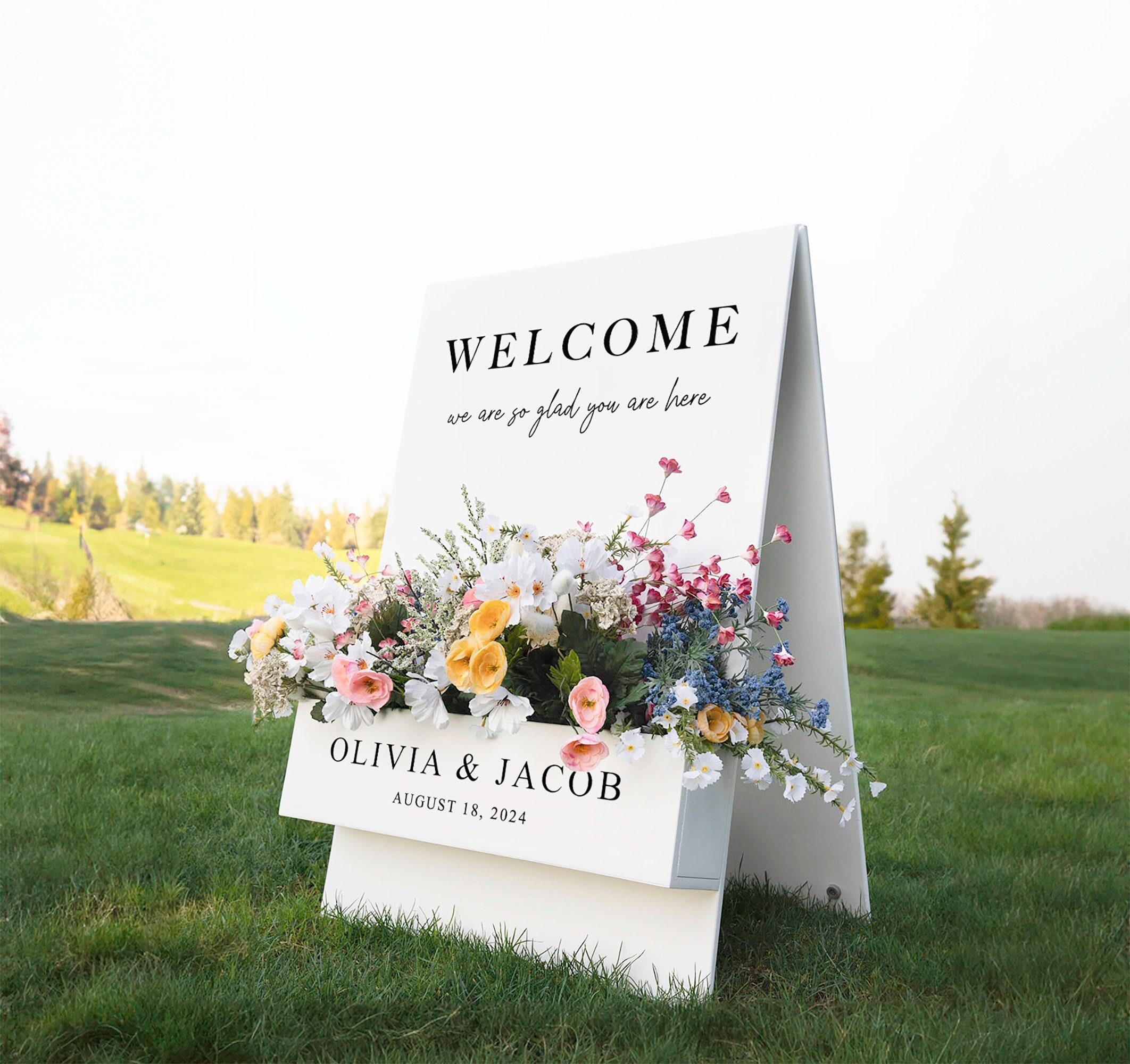 Flower Box Welcome Sign - Wedding Welcome Sign - Personalized Decor