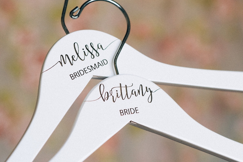 Personalized Bridesmaid Hangers - Wedding Hanger - Wooden Engraved Hanger - Bridal Dress Hanger - Wedding Name Hangers HG100 