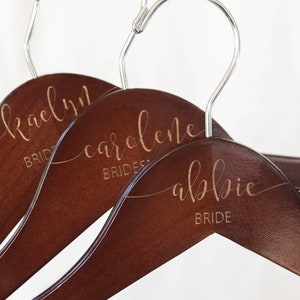 Personalized Bridesmaid Hangers Wedding Hanger Wooden Engraved Hanger Bridal Dress Hanger Wedding Name Hangers HG100 image 10