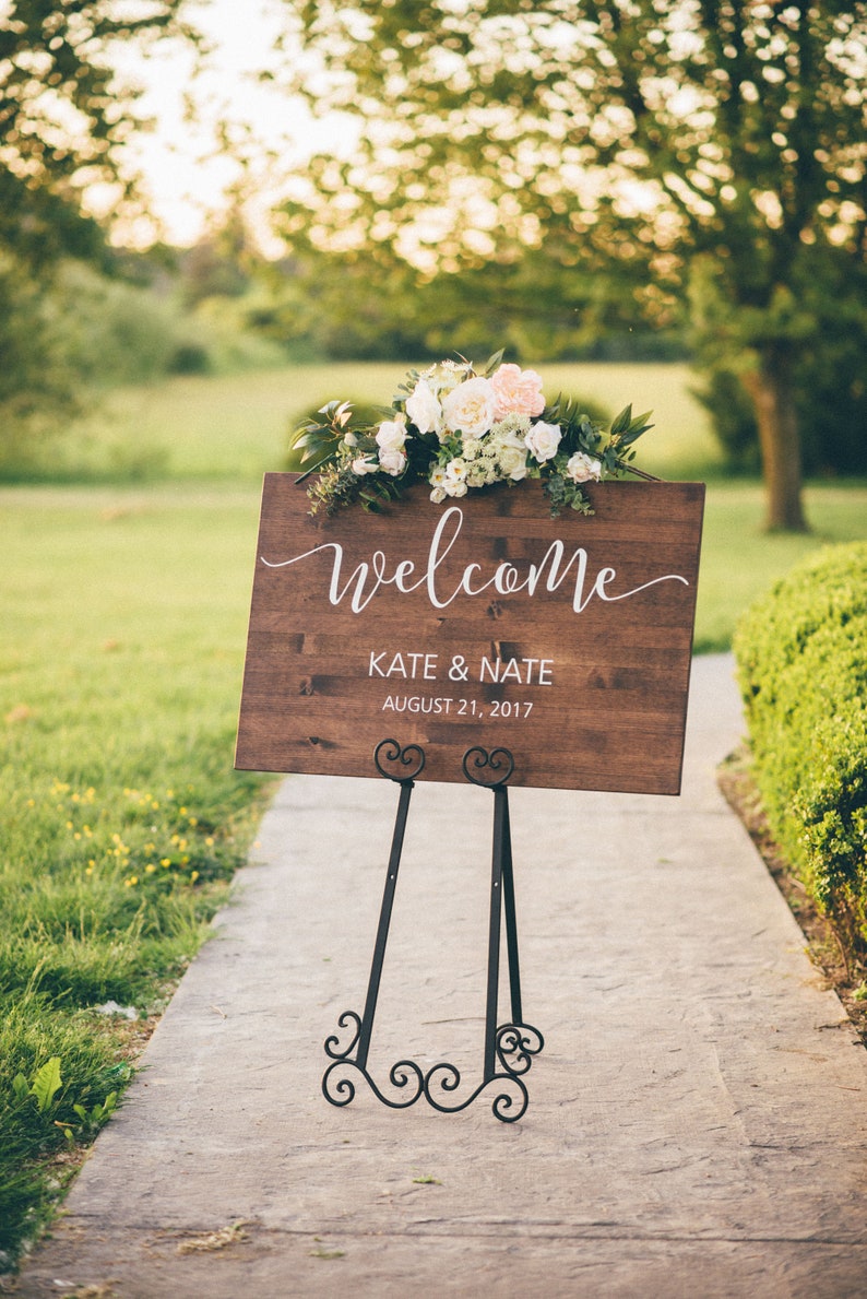 Wedding Welcome Sign Wood Wedding Sign Rustic Wedding image 1
