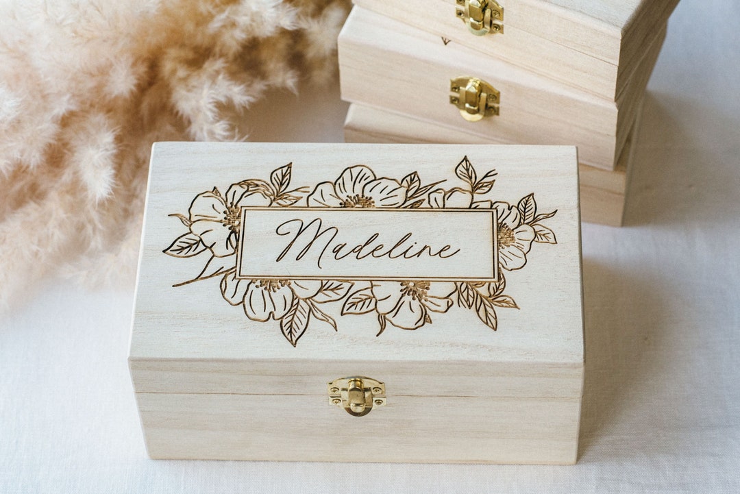 Bridesmaid Gift Box - Engraved Flower Girl Gift - Keepsake Wooden Box ...