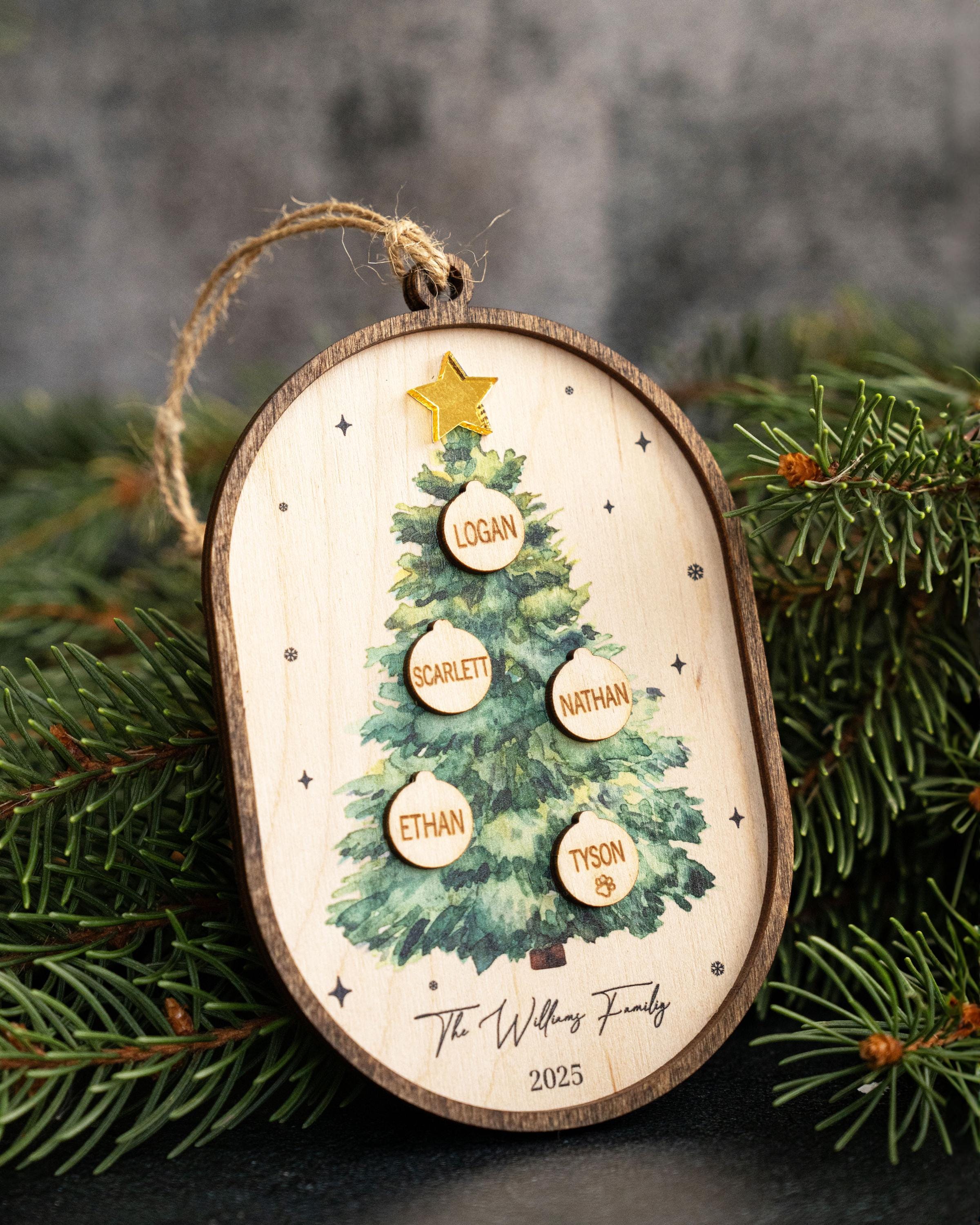 Family Christmas Ornament - 2025 Personalized 3D Ornament With 